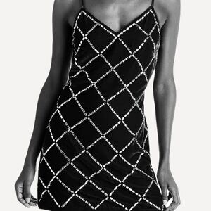 Black Embellished Slip Dress